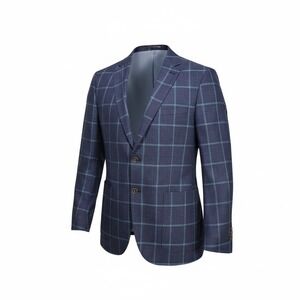 Peter Millar Mens Navy Blue Plaid Wool Silk Linen Blend Blazer Jacket L Long